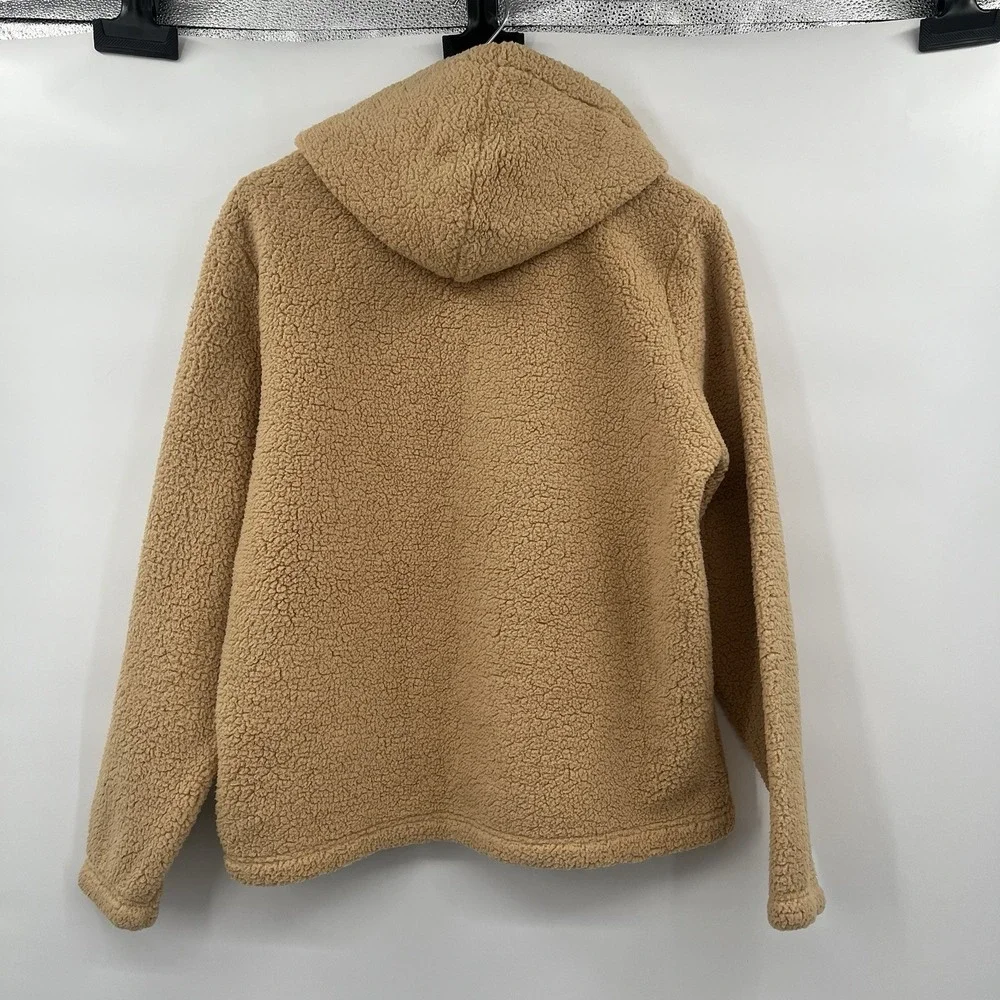 FILA Womens XL Sweatshirt Tan Long Teddy Sherpa‎ 1/4  Zip Fleece Hoodie NWT - Picture 6 of 7
